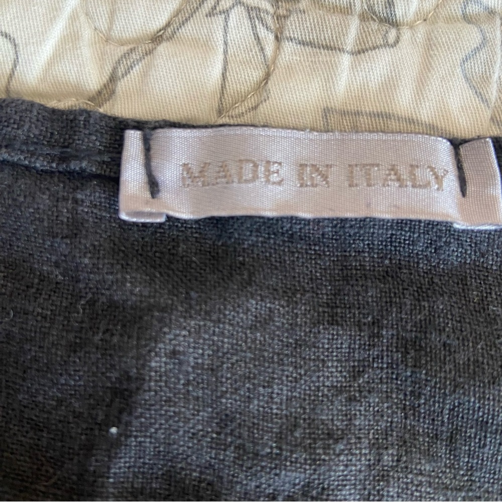 MADE IN ITALY Linen Oversized Midi Dress Silk Ruffle Lagenlook Large / XL - Picture 7 of 7